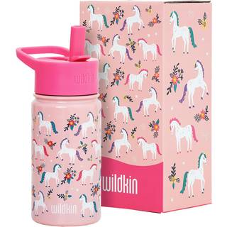 Wildkin Kids 14 oz Rustfrit stål Vandflaske - BPA -fri lækagesikker isoleret let rengøring - Magiske enhjørninger