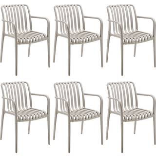 Havestole Alcudia, vejrbestandige, stabelbare - taupe,Sæt med 6 stk.