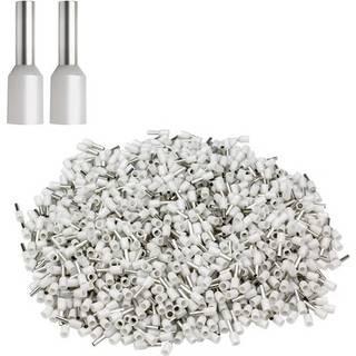 XHF 1000 pcs AWG 22/0,5 mm trådferruler Isolerede kobberkrimpsstik Crimp Pin Cord end terminaler Hvid