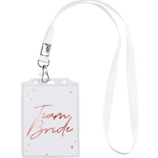 4 stk. Team Bride Keyhanger Badges Hvid/Rosaguld 8,7x12,5 cm – Fejr med stil og samhørighed