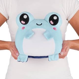 Teeturtle | Den originale Reversible Big Frog Plushie | Patenteret design | Happy lysebl? + vred m?rkebl? | Vis dit hum?r uden at sige et ord!