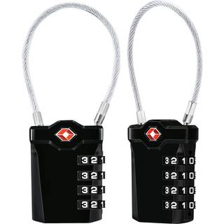 Diyife TSA-bagage l?se 2 pakker 4-cifret kombination af l?sesikkerhed h?ngel?s rejsel?s med 14 cm fleksibelt kabel til kuffert bagage rygs?kskole