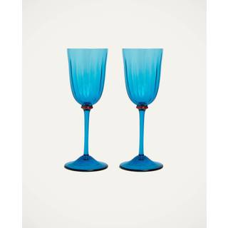 La DoubleJ Glassware - 'Rainbow' wine glass, set of two, turquoise in TURQUOISE 100% GLASS
