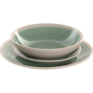 Spisestel Home ESPRIT Hvid Grøn Stentøj 18 Dele