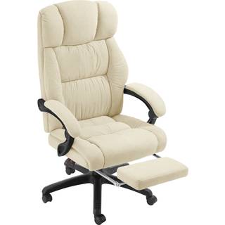 Kontorstol Jillien med fodstøtte og velourbetræk - beige