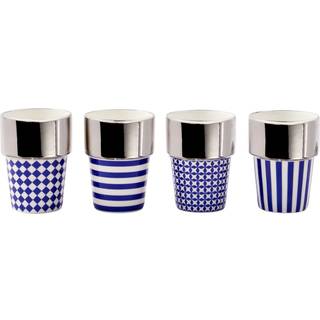 POLSPOTTEN Tea And Coffee - 'Aunty' mug, set of four, dark blue in BLUE Porcelain