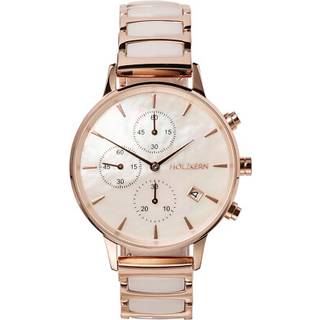 Holzkern Damenuhr Chronograph Shiny Perlmutt/Keramik