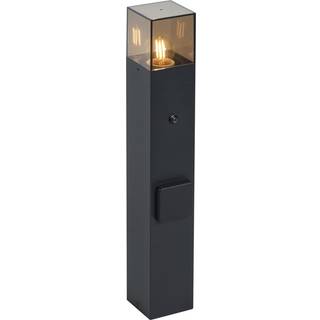 Moderne udendørs pullertlampe sort med røgglas 50 cm med skumringssensor IP44 - Danmark