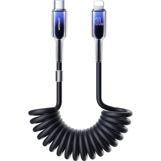 Joyroom USB-C til Lightning tilbagetrækkeligt kabel Hurtigopladning 30W, 1,5m - Sort