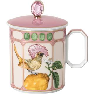 Idyllia Tasse, Porzellan, Kristallines Printmotiv, Kronenbekarde, Rosa