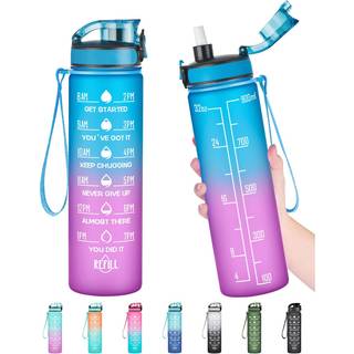 Enerbone Vandflaske Lækagefast BPA & giftig fri motivationsvandflaske med tider til at drikke og halm fitness sportsvandflaske med rem til kontor
