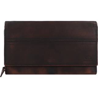 Geldbörse Leder 10x13cm mit Reißverschluss "Destressed" teak brown
