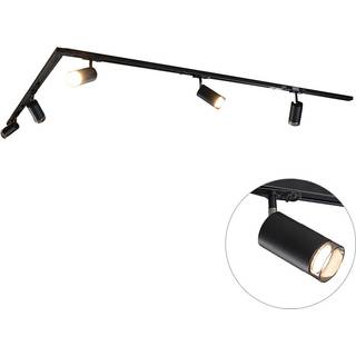 Moderne skinnesystem med 5 sorte spots med røgglas 1-faset - Iconic Jeana