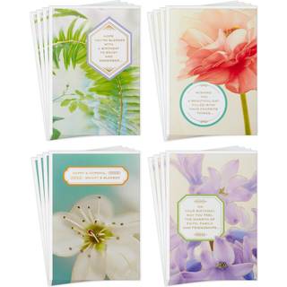 Hallmark Spiritual Birthday Card Sortment (16 blomsterkort med konvolutter 4 design) Lyse og velsignede
