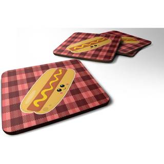 """" Caroline's Treasures Hot Dog Face Foam Coaster Set på 4 3,5 multicolor """"