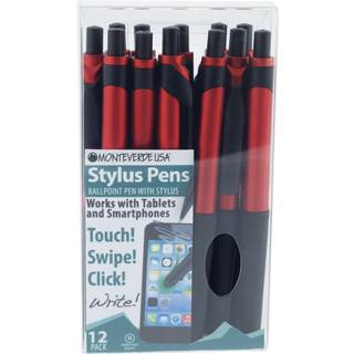 Monteverde S-106 Clip Action One-Touch Ballpoint Pen med Front Stylus 12/Pack Red (MV36174)