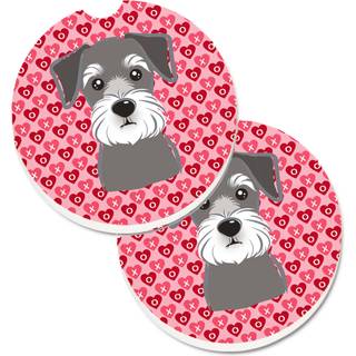 """" Caroline's Treasures Schnauzer Hearts Set med 2 Cup Holder Car Coasters 2.56 Multicolor """"
