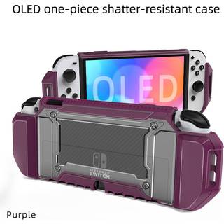 (lilla)HEYSTOP beskyttelsescover til Nintendo Switch OLED skridsikker anti-fald TPU beskyttende skal