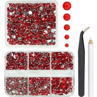 qiipii 2 kasser 3060stk r?d krystalharpiks rhinestones til udformning af siam r?d fladback harpiks perler sten 2mm-6mm ikke-hotfix ruby ????de d