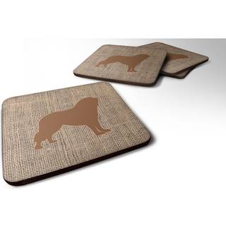 """" Carolines skatte BB1077-BL-BN-FC Tibetial Mastiff Burlap og Brown Foam Coasters (Sæt på 4) 3.5 """" ""H X 3,5"" """" ""W Multicolor"" ""