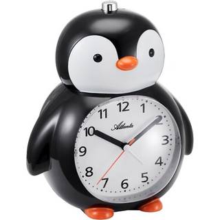Atlanta 2165 Kinderwecker mit Leisegang Pinguin Schwarz/Weiß