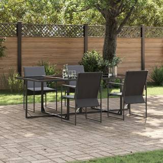 Have Spisebordssæt 5 Dele Sort Stål