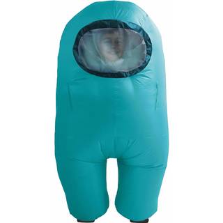 YuMe Toys Among Us oppusteligt kostume til børn (Cyan)