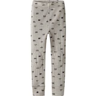 Name It Leggings Nacreous Cloud i Merinould Med Bilprint - Str. 4y 104cm