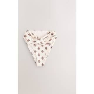 Next Ecru Woodblock High Waist High Leg Bikini Bottoms