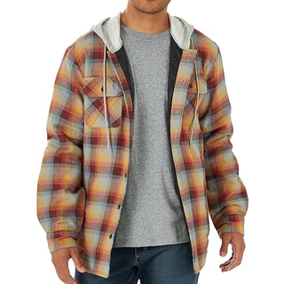 Wrangler Autentics M?nds lang?rmet quiltet foret flanell shirtjakke med h?tte r?d/gul 3x-stor