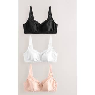 Next Black/White Total Support Cotton & Lace Non Wire Bra 3 Pack