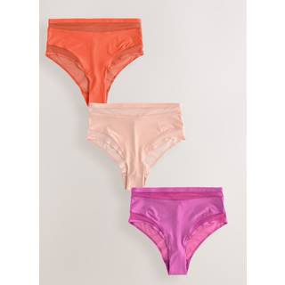 Next Purple/Orange Mesh Trim High Waist High Leg Knickers 3 Pack