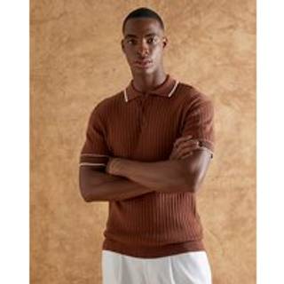 River Island River Island Kortærmet ribbet Slim Fit Polo-skjorte - xlarge