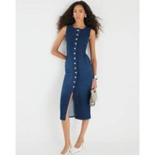 River Island River Island Blue Denim Button Front Midi Dress
