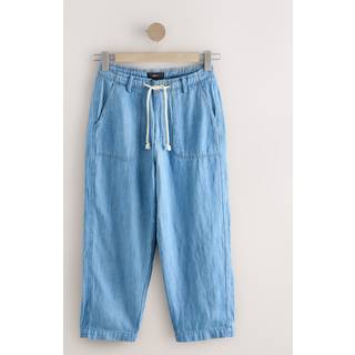 Next Mid Blue Utility Lightweight Rope Waist Denim Crops Jeans