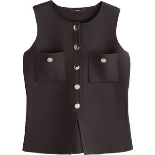 Next Brown Chocolate Smart Knitted Button Waistcoat Top