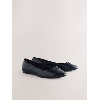 Next Navy Patent Standard/Wide Fit Forever Comfort Round Toe Ballerina Shoes