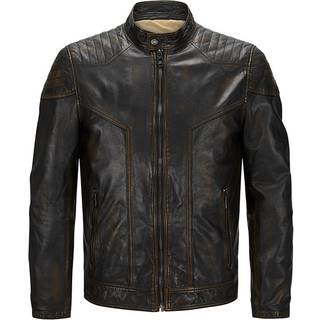 MILESTONE Herren Lederjacke blau uni mit Motiv