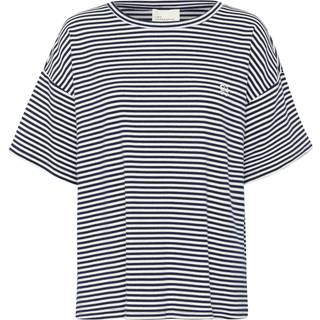 My Essential Wardrobe Danamw Emb. Tee Toppe & T-Shirts 10705101 Navy W. Off White Stripe (M/L)