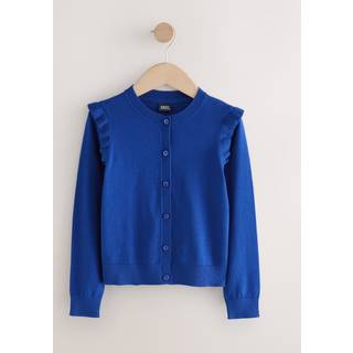 Next Blue Cotton Rich Frill Shoulder School Cardigan (3-16yrs)