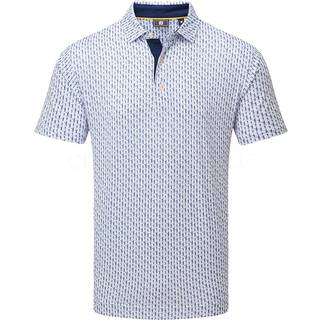 FootJoy Figure Print Lisle Herre Poloshirt - White/Navy - Str. XL