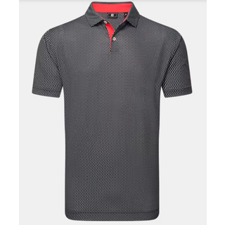 FootJoy Irongate Print Lisle Herre Poloshirt - Black/White - Str. M