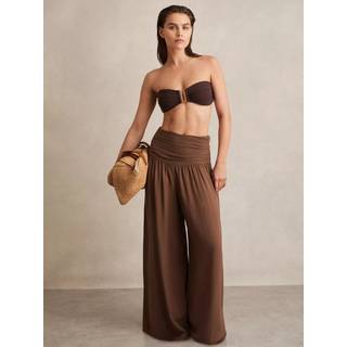 Reiss Reiss Brown Lola Lyocell Blend Wide Leg Trousers