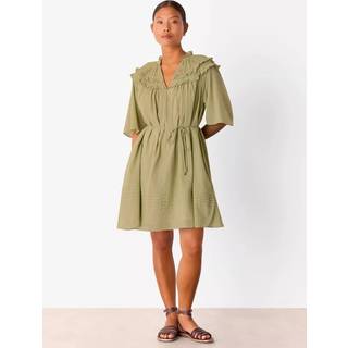 Whistles Whistles Green Petite Frill 100% Cotton Mini Dress - 12