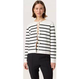 Soaked In Luxury Slhaven Cardigan Strik 30408395 White W Black Stripes (XLARGE)