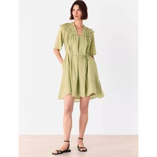 Whistles Whistles Green Frill 100% Cotton Mini Dress