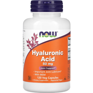 NOW Foods Hyaluronsyre 50 mg med MSM kapsler (120 ct)
