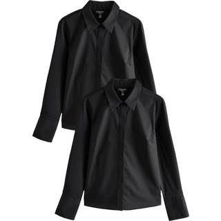 Next Black Fitted Stretch Essential Long Sleeve Shirts 2 Pack