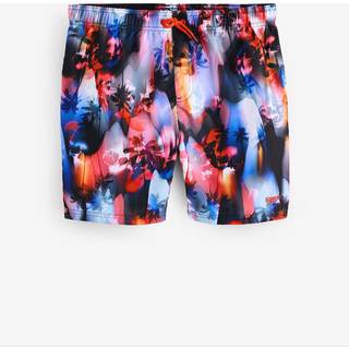 Boys' Printed 15'' Swim Shorts Black/Red