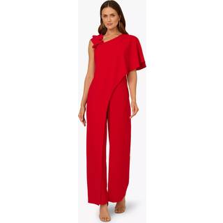 Adrianna Papell Adrianna Papell Red Asymmetrical Crepe Jumpsuit